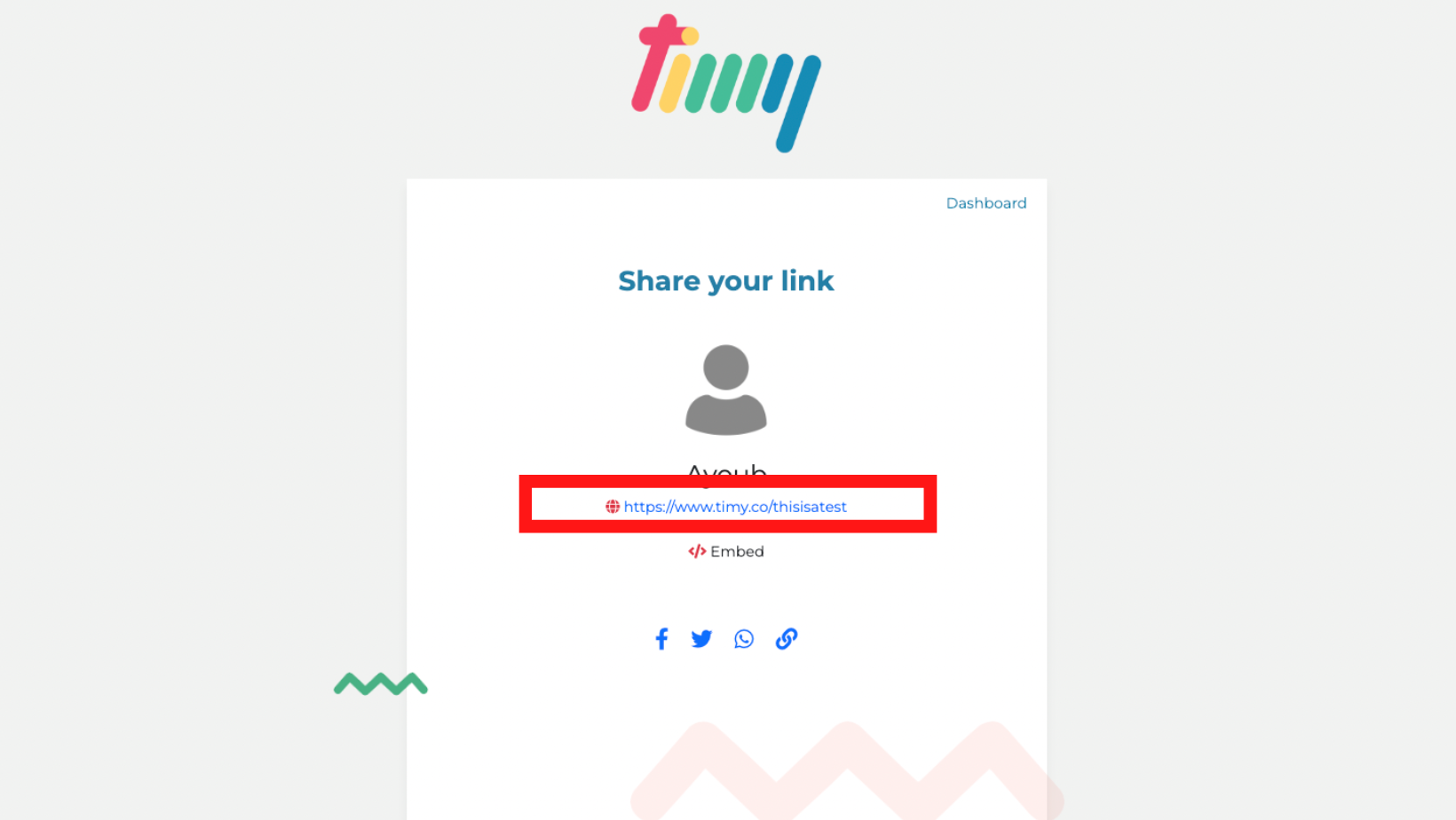 Online appointment scheduling - Timy account profile